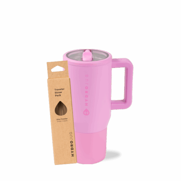 Bubblegum Traveler 20oz + Replacement Straw Pack Bundle