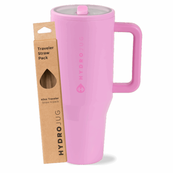Bubblegum Traveler 40oz + Replacement Straw Pack Bundle