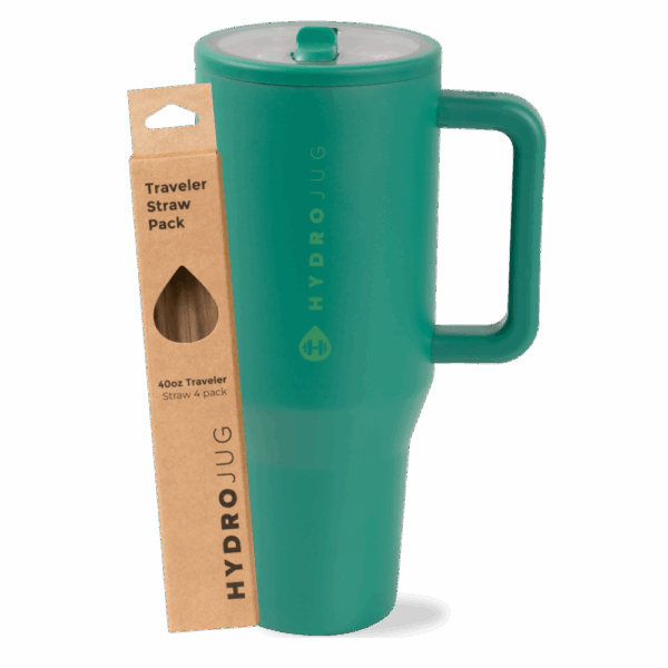 Kelly Green Traveler 40oz + Replacement Straw Pack Bundle