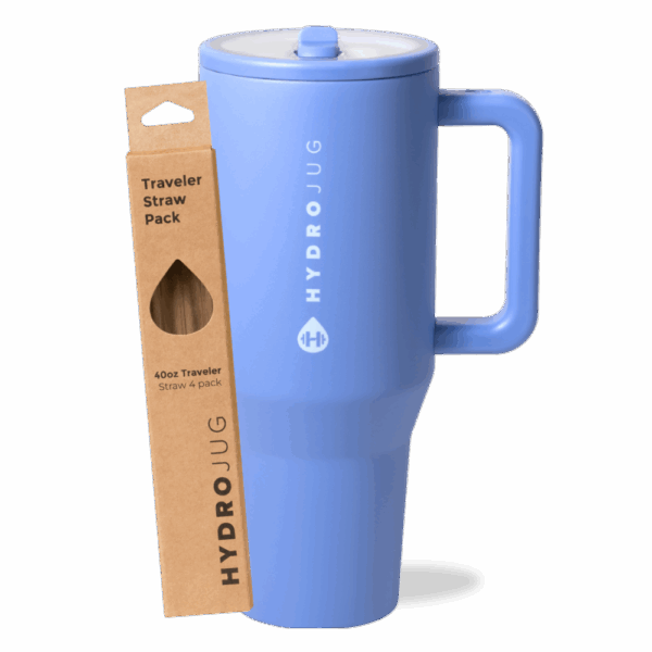 Light Blue Traveler 40oz + Replacement Straw Pack Bundle